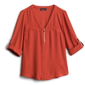 Rebekah Zipper Detail Mixed Material Blouse